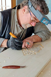 Anthony working on the Celtic knot for Tysons’ new entryway (April, 2020)